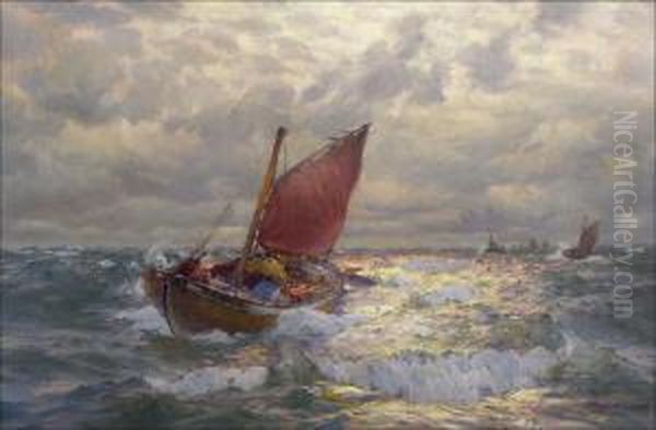 Kalastajaalusten Kotiinpaluu. Oil Painting by Emil Ekman