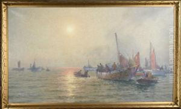 Marinmotiv, Signerad Oil Painting by Emil Ekman