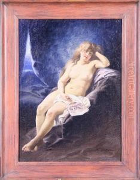 Nakenmodell, Signerad Oil Painting by Emil Ekman