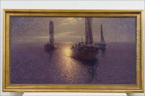 Meri-aihe - Marinmotiv. Oil Painting by Emil Ekman