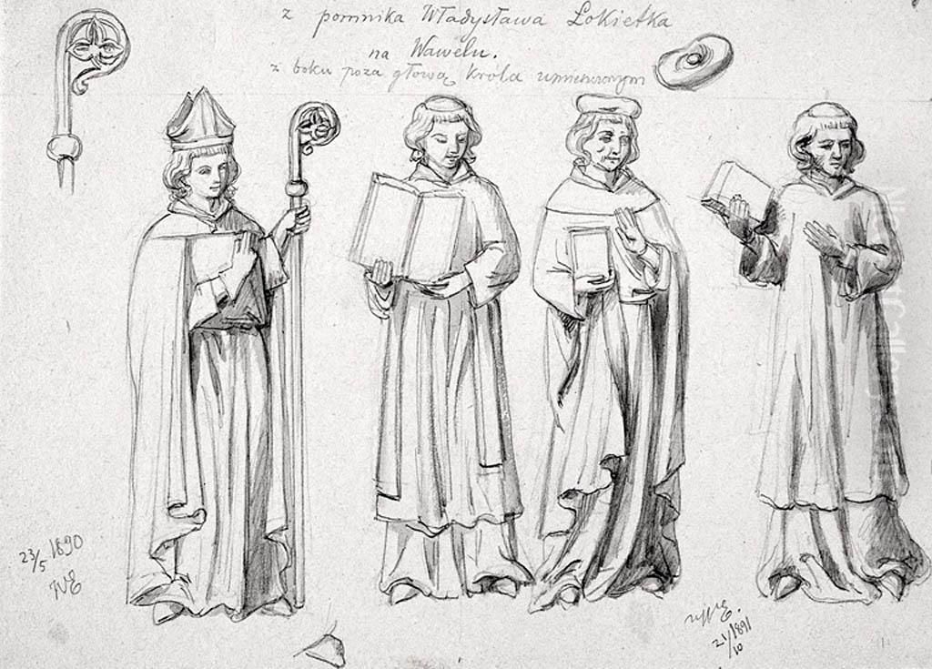 Dziewiec Akwarel Oil Painting by Waleri Eliasz-Radzikowski