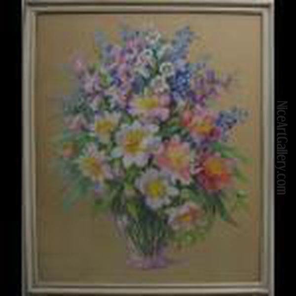 Vase Of Flowers Oil Painting by Emily Louise Orr Elliott