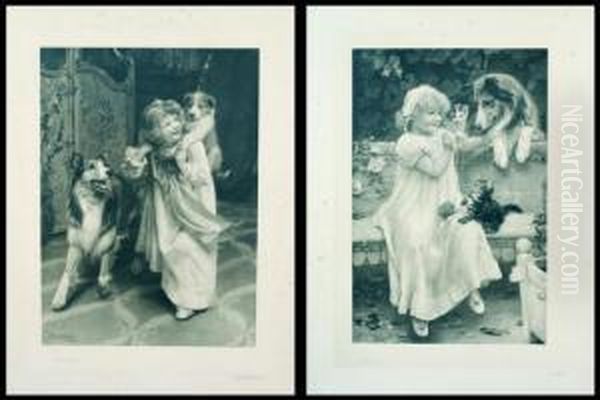 Nina Jugando Con Perros