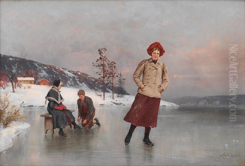 Pa Skoytebanen Oil Painting by Axel Ender