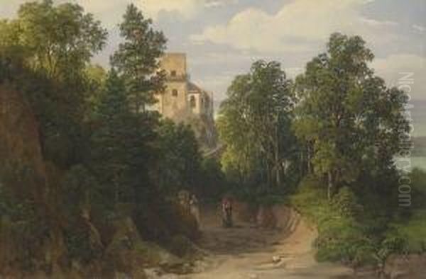 Weg Zur Ruine
 Greifenstein Oil Painting by Thomas Ender