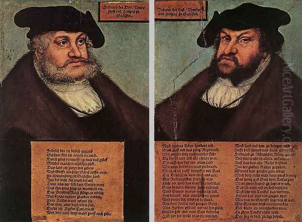 Portraits of Johann I and Frederick III the wise, Electors of Saxony 1533 Oil Painting by Lucas The Elder Cranach