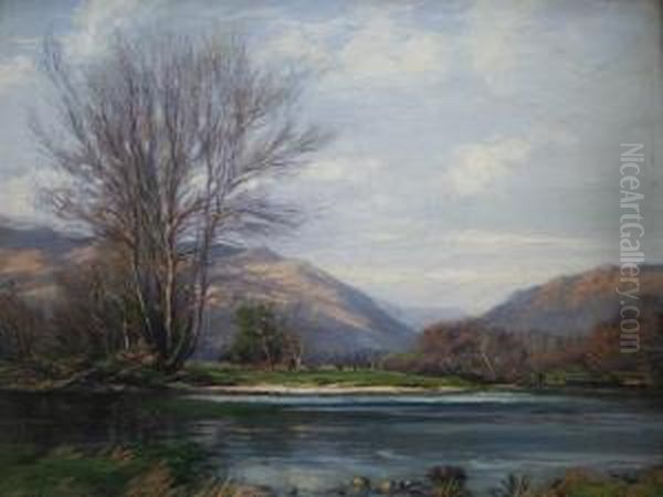 A Bright Morning By The Loch Oil Painting by Augustus William Enness