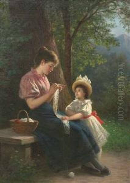 Oil/canvas, Signed Oil Painting by Rudolf Epp