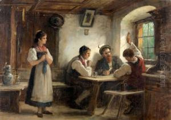 Das Kartenspiel. Oil Painting by Rudolf Epp