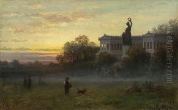 Die Theresienwiese In
 Munchen Oil Painting by Rudolf Epp