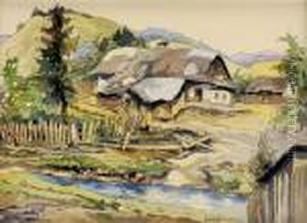 Samota Na Podkarpatskej Rusi Oil Painting by Bela Erdelyi