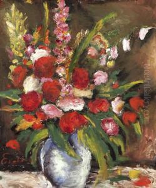 Viragcsendelet Oil Painting by Bela Erdelyi