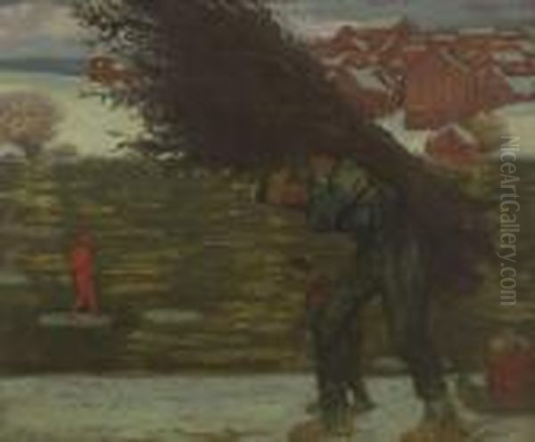 Holztrager Oil Painting by Fritz Erler