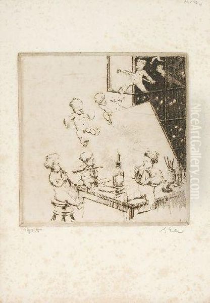 Funf Neujahrsgruse Oil Painting by Georg O. Erler