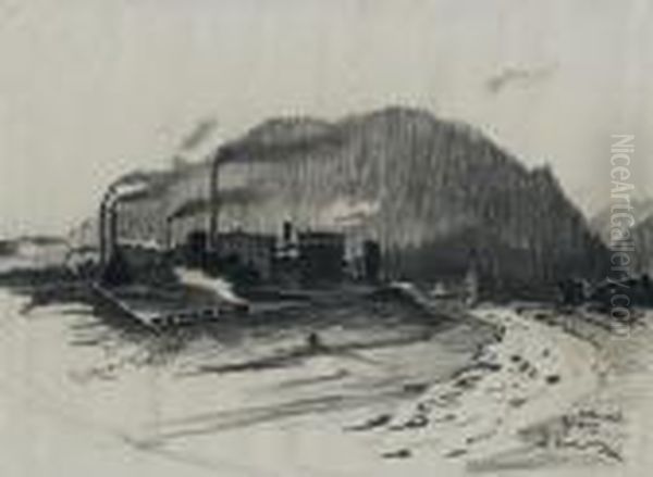 Industrielandschaft Im Okertal Oil Painting by Georg O. Erler