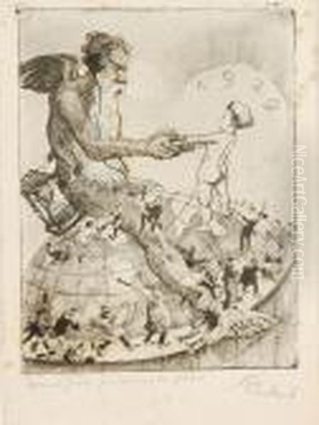 Neujahrsgruse Oil Painting by Georg O. Erler