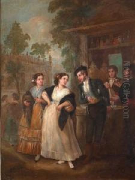 Galanteo En Sevilla Oil Painting by Antonio Maria Esquivel Suarez de Urbina