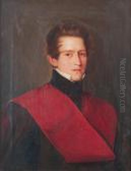 Retrato De Caballero Con Banda Oil Painting by Antonio Maria Esquivel Suarez de Urbina