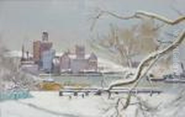 Vinterbild Fran Stranden Oil Painting by Prince Eugen Of Sweden