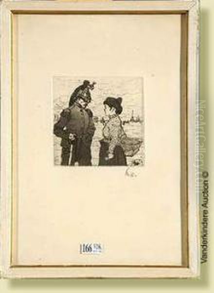 Lecuirassier, Eau-forte Sur 
Papier. Monogrammee En Bas A Droite H.e.pour Henri Evenepoel. Ecole 
Belge. Dim.: 11x11cm Oil Painting by Henri-Jacques Evenepoel