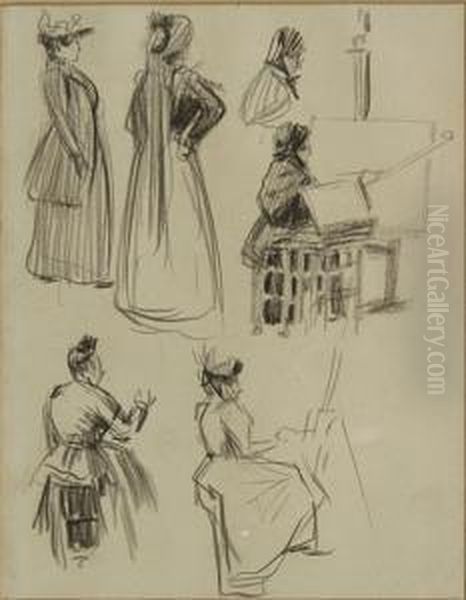 Schetsen Van Personages.
 Etudes De Personnages Oil Painting by Henri-Jacques Evenepoel