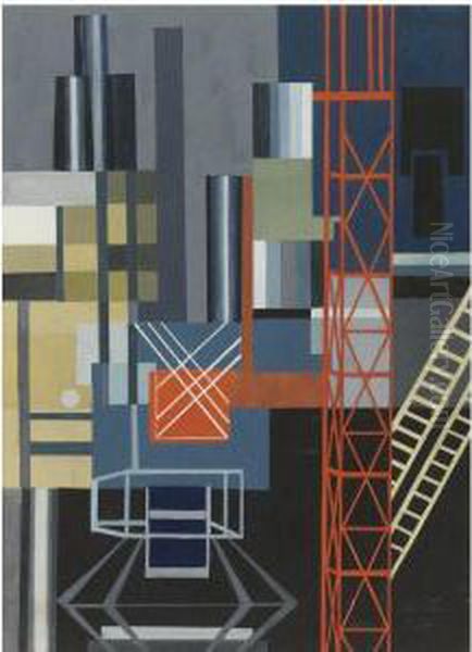 Constructivist Stage Design Oil Painting by Alexandra Alexandrov Exter