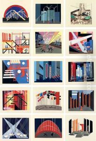 Decor De Theatre, Edition Des Quatre Chemins Oil Painting by Alexandra Alexandrov Exter