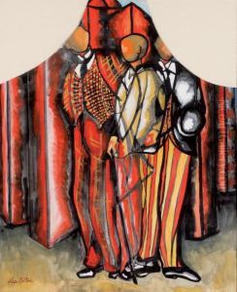 Personnages De Cirque Oil Painting by Alexandra Alexandrov Exter