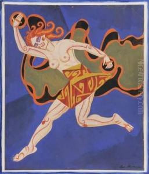 Projet De Costume De Bacchante Pour La Piece Famira Kifared Oil Painting by Alexandra Alexandrov Exter