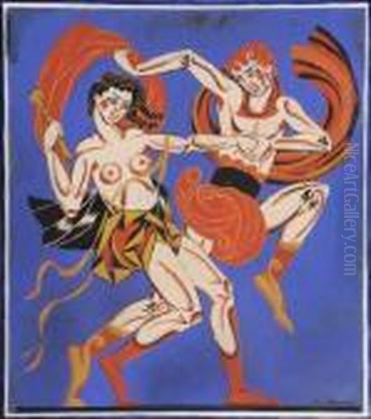 Projet De Costumes De Bacchantes Pour La Piece Famira Kifared Oil Painting by Alexandra Alexandrov Exter