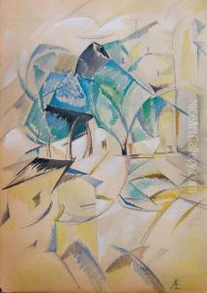 Etude Preparatoire Pour < Le Pont De Sevres > Oil Painting by Alexandra Alexandrov Exter