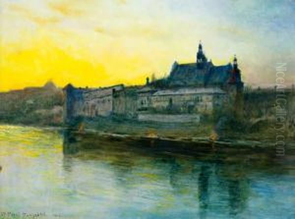 Widok Na Kosciol I Klasztor Norbertanek W Krakowie Oil Painting by Stanislaw Ignacy Fabijanski Poraj