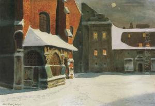 Kosciol Sw. Barbary Oil Painting by Stanislaw Ignacy Fabijanski Poraj