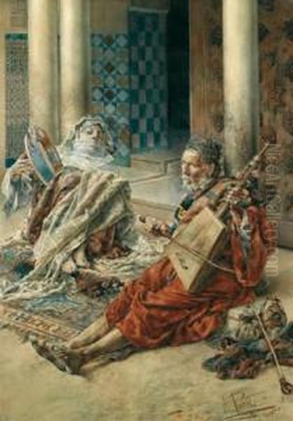 Sonatrice Di Tamburello E 
Mendicante Che Suona Il Violino Davanti All