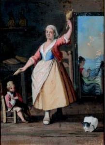 A) Banco Di Acquarolo 
Napoletano) B) Donna Del Borgo Di Chiaia C) Donna Dell'isola Di Ischia 
D) Venditore D'aglio Al Minuto Oil Painting by Pietro Fabris