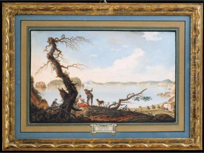 Napoli, Il Golfo Di Pozzuoli E 
Le Isole Di Nisida, Procida, Ischia E Capri Con Figure E Un Cane In 
Primo Piano Oil Painting by Pietro Fabris