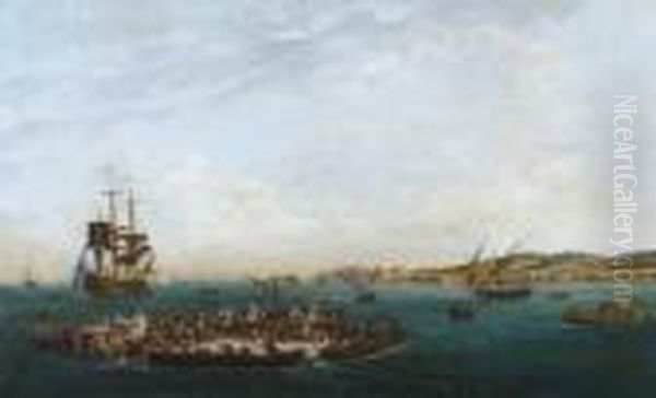 Thunfischjagd Im Golf Von
 Neapel. Oil Painting by Pietro Fabris