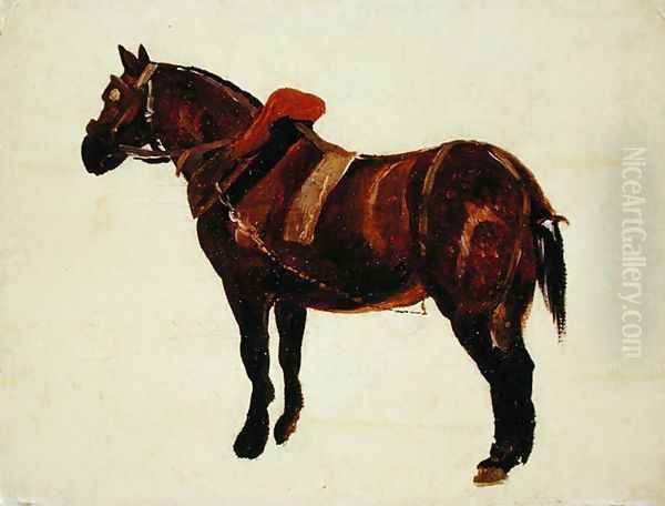 Study of a Working Horse Oil Painting by Thomas Sidney Cooper