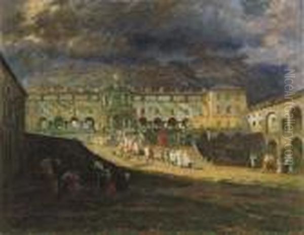 Processione A Oropa Oil Painting by Alberto Falchetti