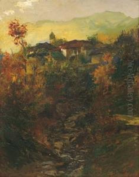 Paesaggio Alpino Oil Painting by Alberto Falchetti