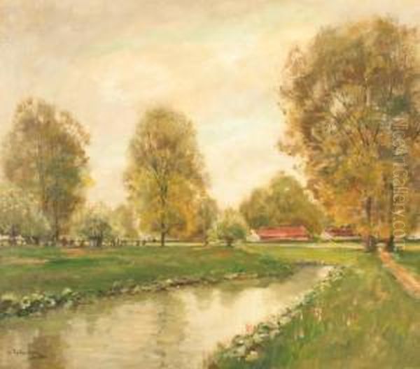 Fluslandschaft Oil Painting by Richard Falkenberg