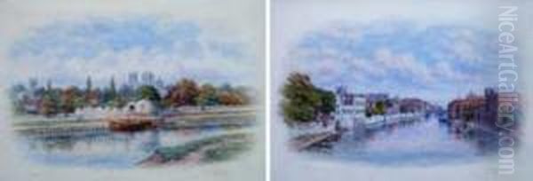 York- River Ouse And Marygate Tower, 
York Minster Oil Painting by George Fall