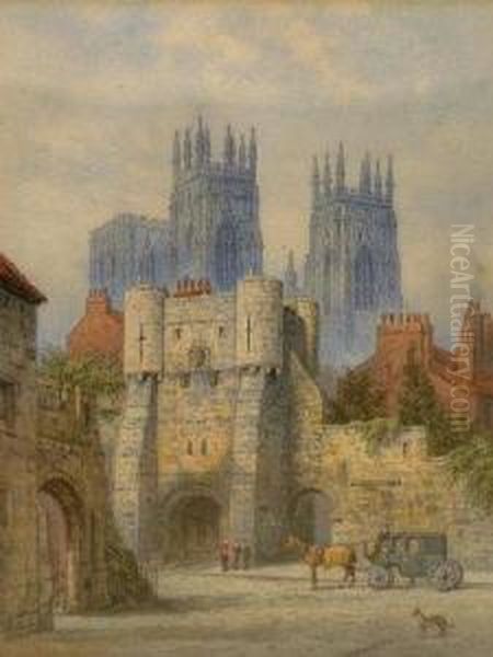 Roman Fortress Wall, 
St Leonard's Place, 
Withyork Cathedral In The Background Oil Painting by George Fall