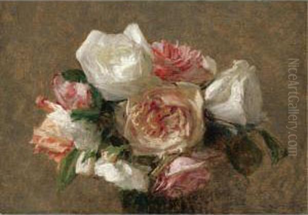 Vase De Roses Oil Painting by Victoria Dubourg