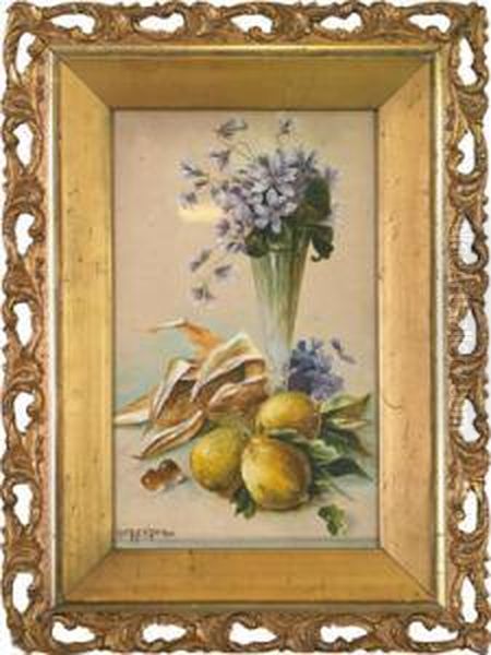 Herbstblumen Invase Mit Fruchten Oil Painting by Gustav Feith