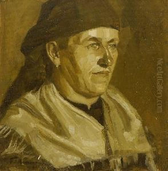 Bauerin. 1930 Oil Painting by Max Feldbauer