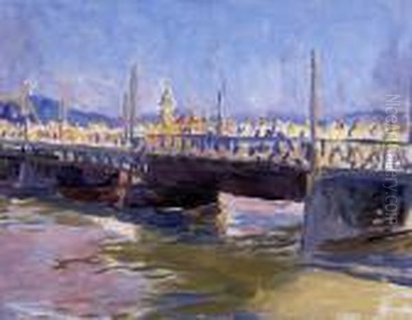 On The Bridge Oil Painting by Valer Ferenczy