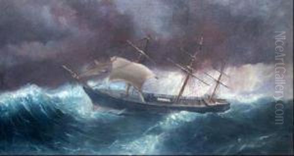 Mare In Burrasca Oil Painting by Salvatore Fergola