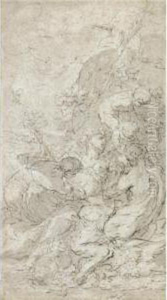 A Bacchanale With Nymphs, Satyrs And Putti Oil Painting by Giovanni Domenico Ferretti