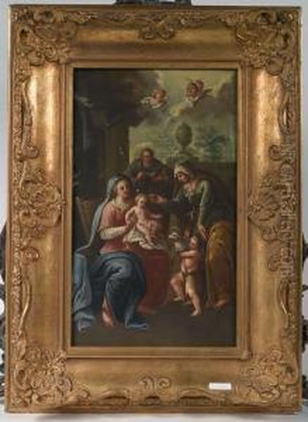 Heilige Familie Mit Dem Johannesknaben. Oil Painting by Giovanni Domenico Ferretti